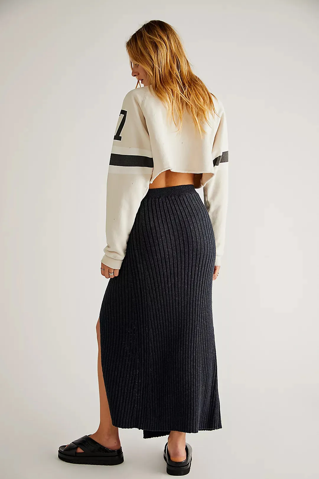 The Better Days Midi Knit Skirt by Free People - Black Combo