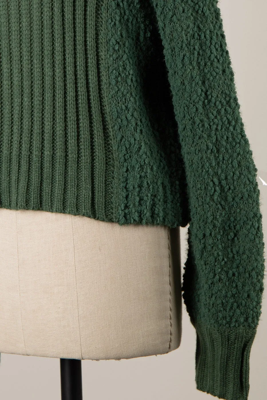 TURTLENECK POPCORN AND CABLE KNIT SWEATER 1 PACK