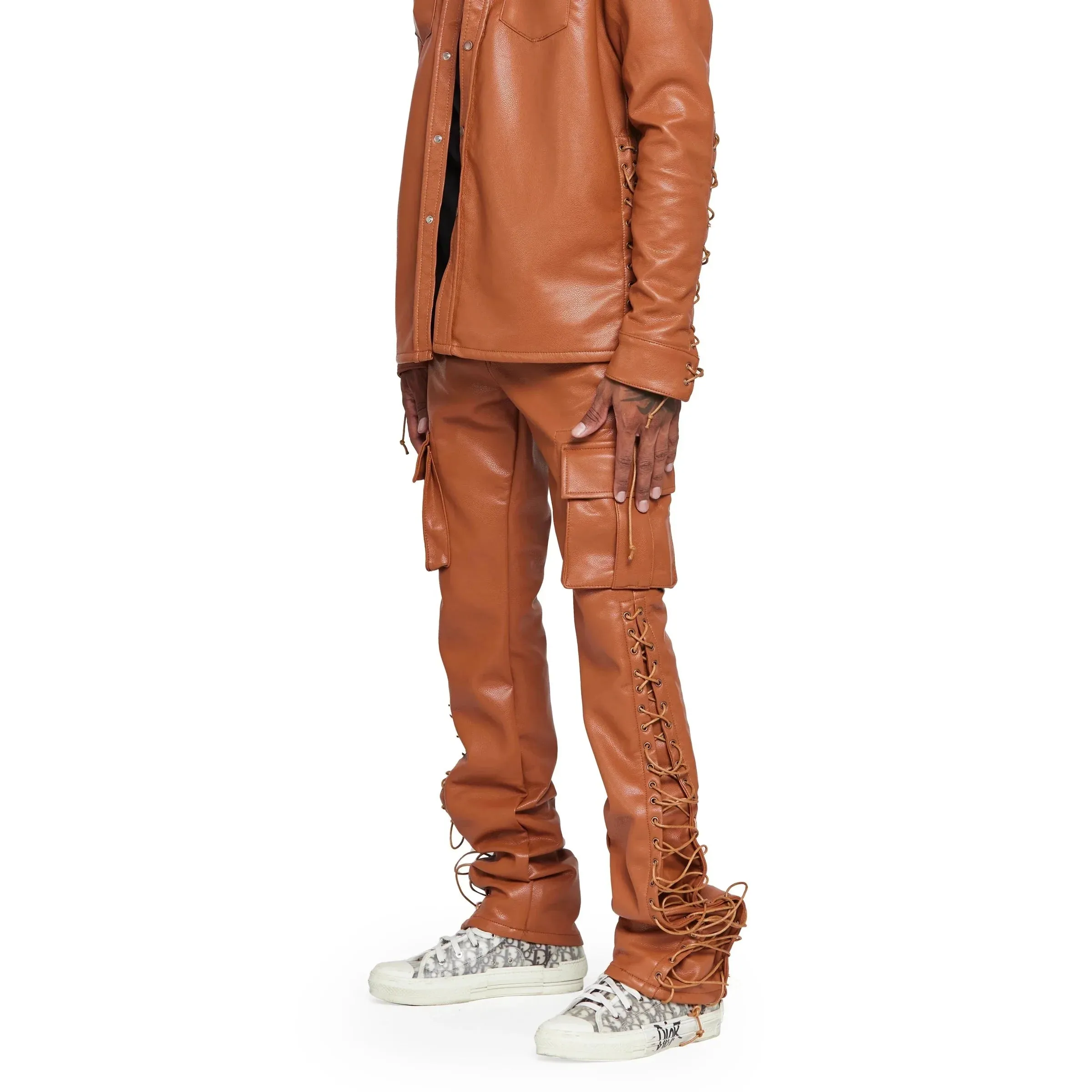 Valabasas Stacked "Trinity" Leather Pant