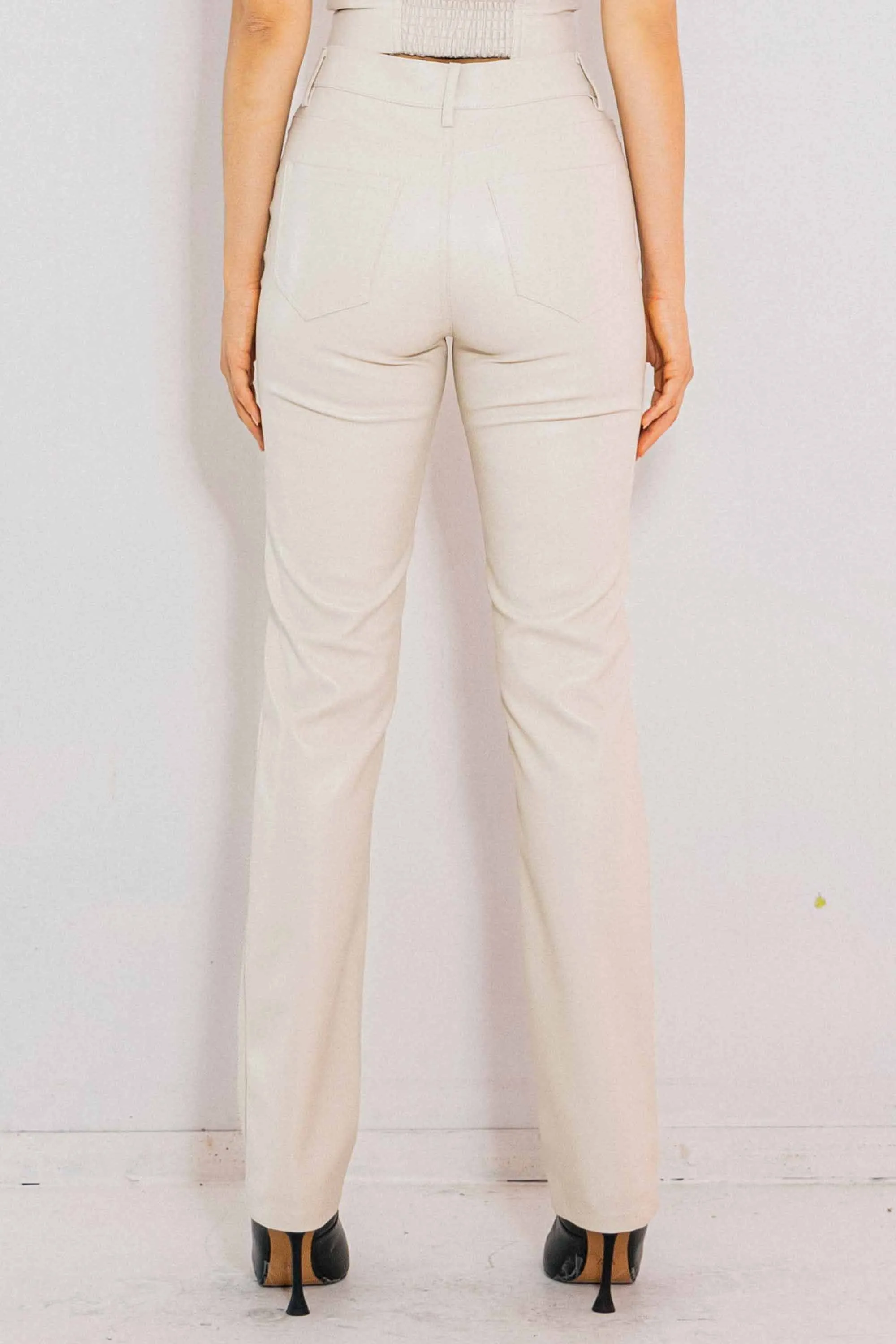 Vegan Leather Straight Pants