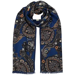 Vintage blue scarf with paisley super soft-MADRID