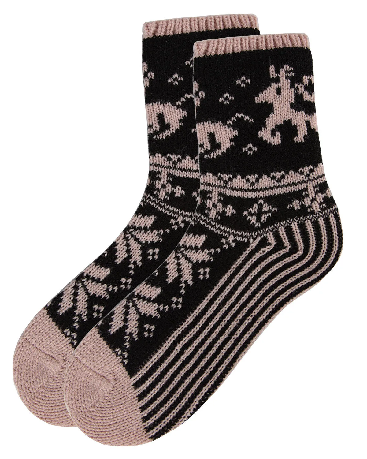 Women's Embroidered Reindeer Sweater Knit Crew Socks